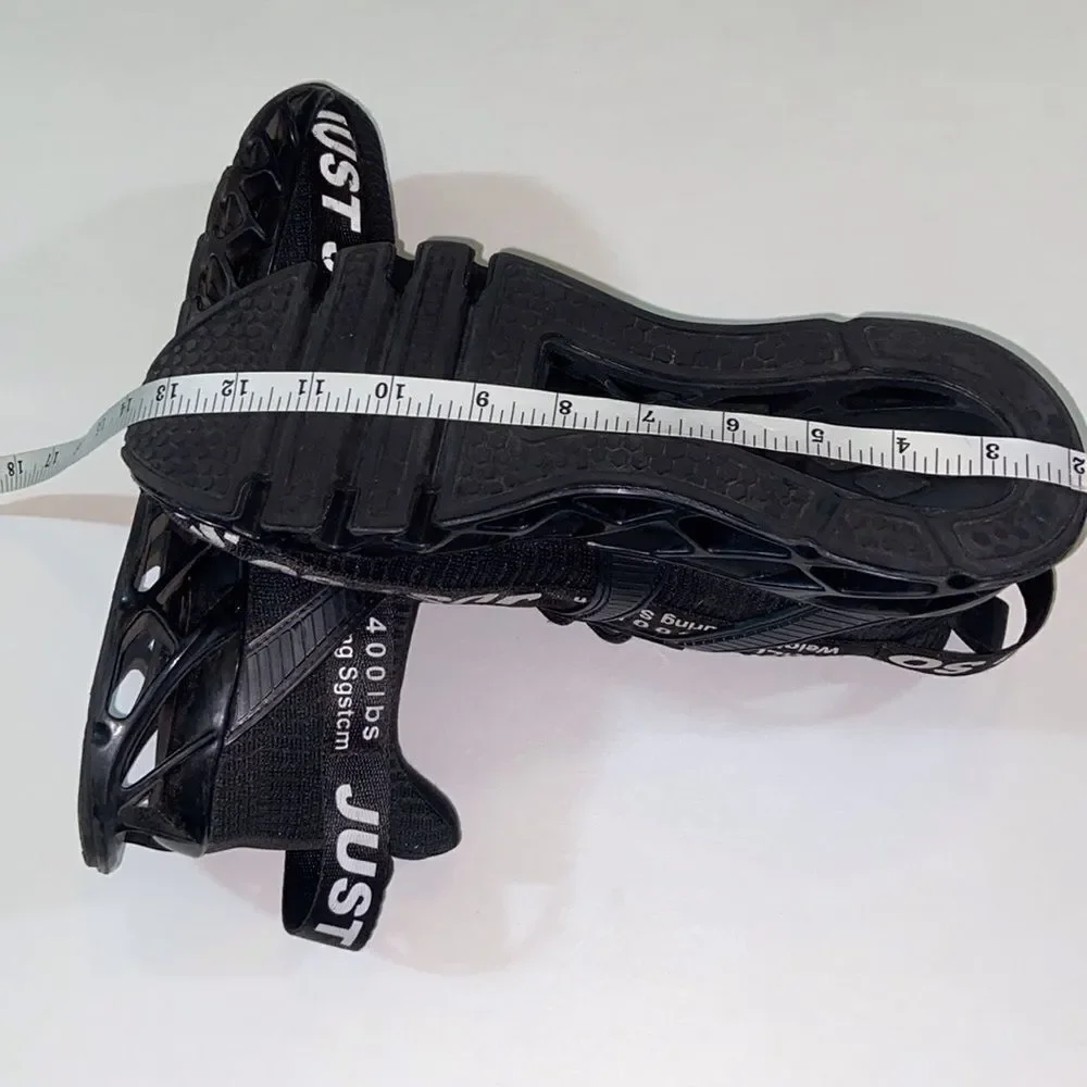 Just Soso Sport Running Training Walk Gym Black Athletic Shoeswith White Accents